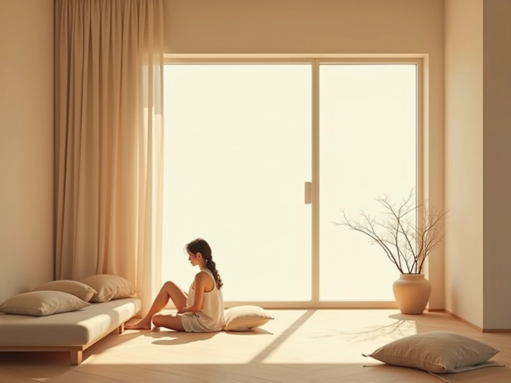 Mykt dagslys inn vindu som illustrerer balanse og ro