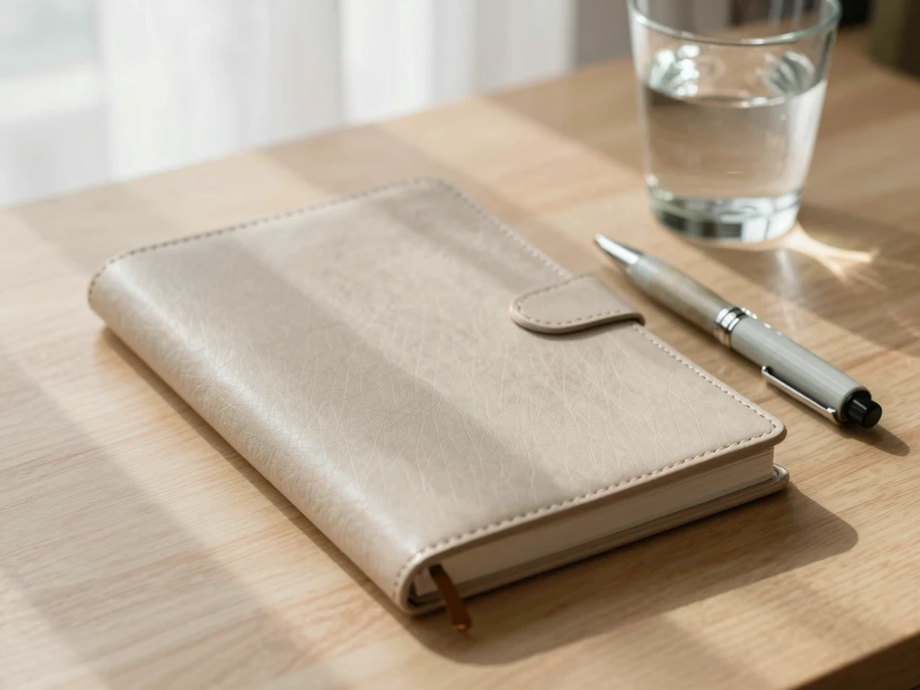 Stillhetsjournal med rolig stemning for daglig refleksjon